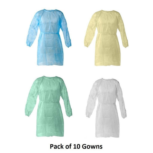 Disposable Isolation Gowns,Protective Gowns, Multi-color, Universal Size - Pack of 10-Generic-PriceWhack.com