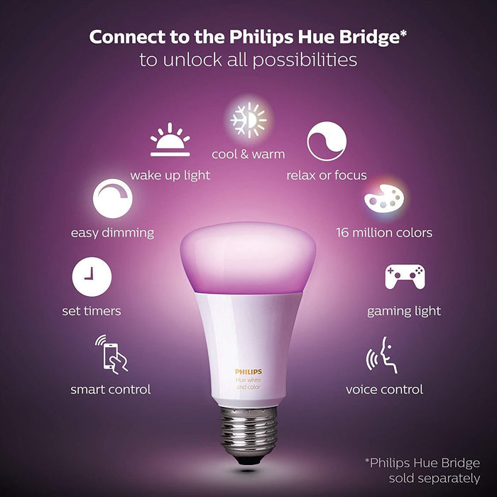 Philips Hue White and Color A19 Starter Kit (2 Pack)-Philips-PriceWhack.com