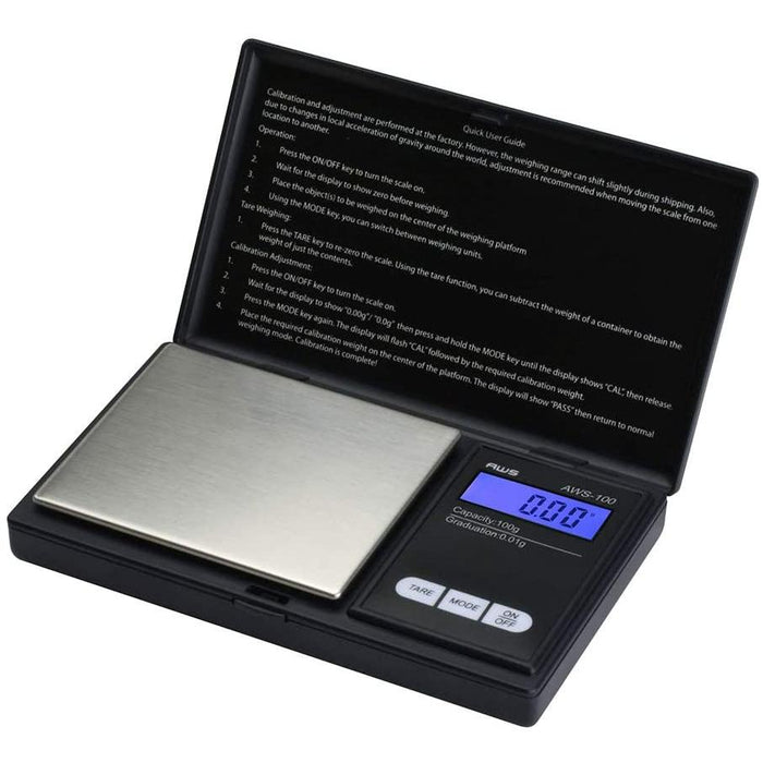 AWS Series Digital Pocket Weight Scale 100g x 0.01g, (Black)-American Weigh Scales-PriceWhack.com