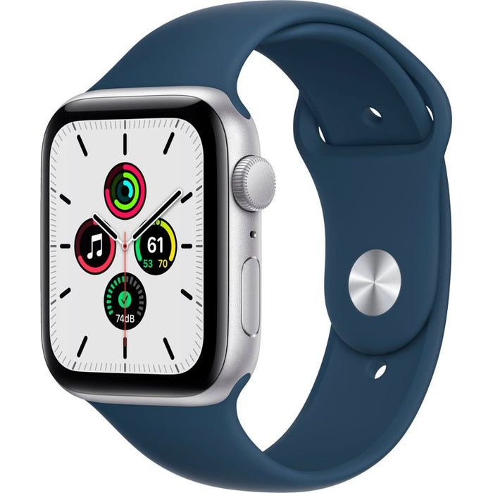 Apple Watch SE 44mm Space Silver Aluminum Case with Blue Sport Band-Apple-PriceWhack.com