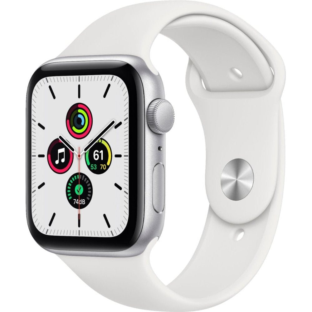 Apple Watch SE 44mm Space Silver Aluminum Case with White Sport Band-Apple-PriceWhack.com