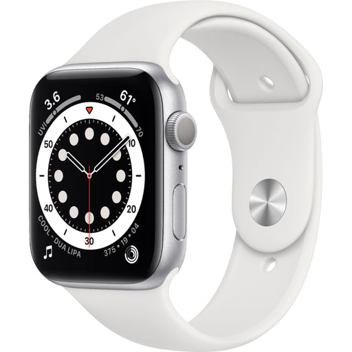 Apple Watch Series 6 44mm Silver Aluminum Case with White Sport Band.USED-Apple-PriceWhack.com