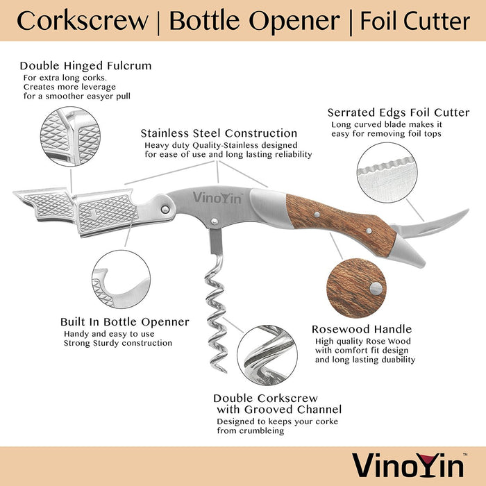 Corkscrew - Premium All-in-one Waiters Double Hinged Corkscrew by VinoYin-Vinoyin-PriceWhack.com