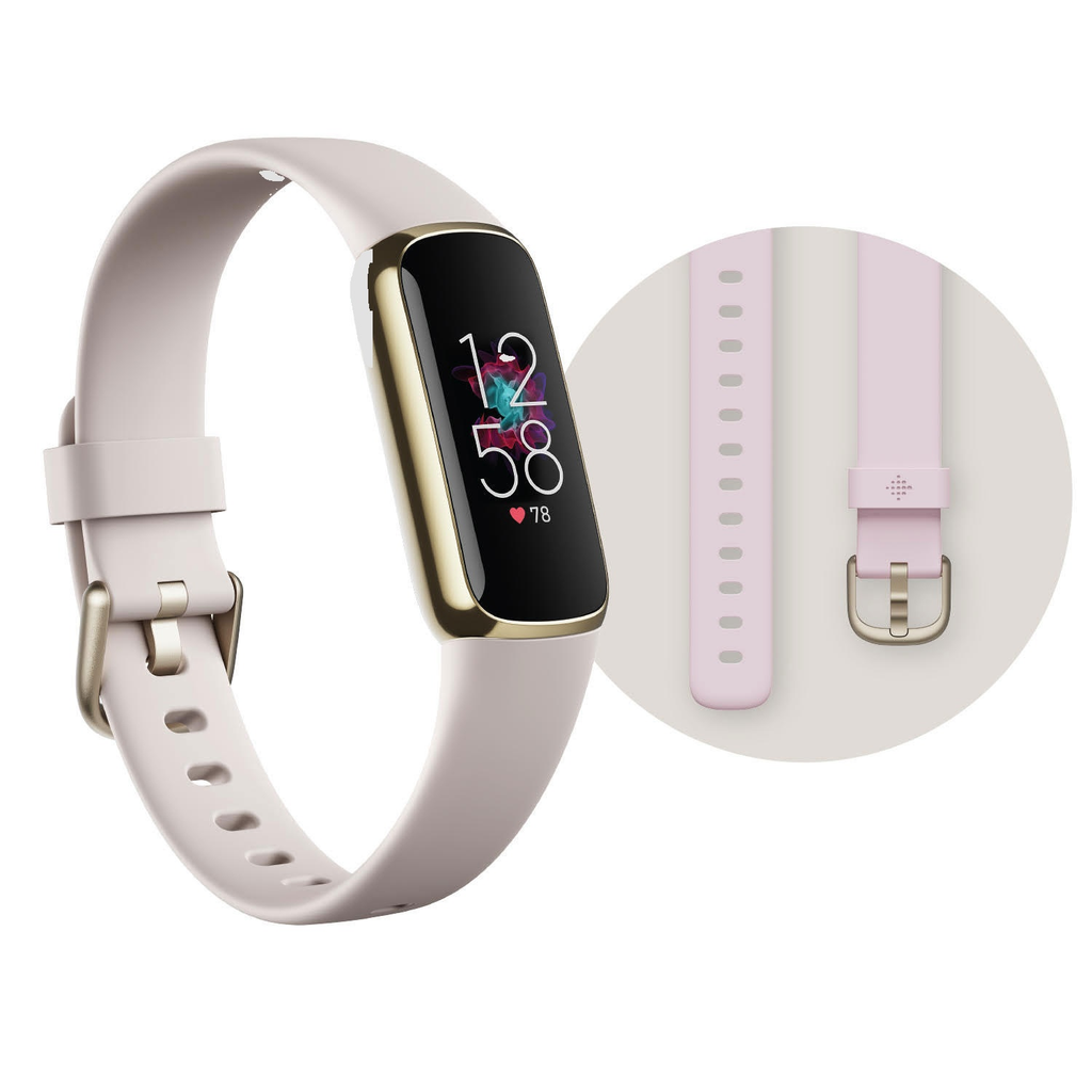 Fitbit Luxe Fitness Tracker Bundle with Bonus Small Band - White/Stainless