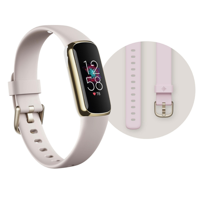 Fitbit Luxe Fitness Tracker Bundle with Bonus Small Band - White/Stainless-Fitbit-PriceWhack.com