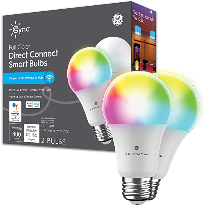 GE CYNC Smart LED A19 Light Bulbs - 2 count-GE-PriceWhack.com