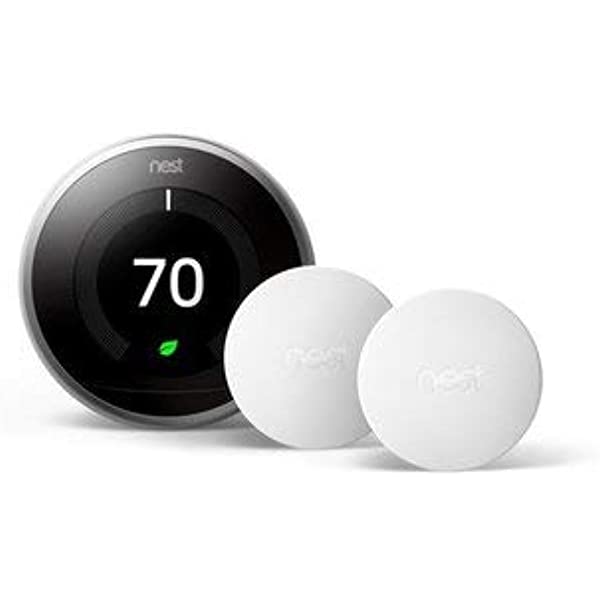 Nest Learning Thermostat 3rd Generation Stainless Steel and 2 Temperature Sensors-Nest-PriceWhack.com