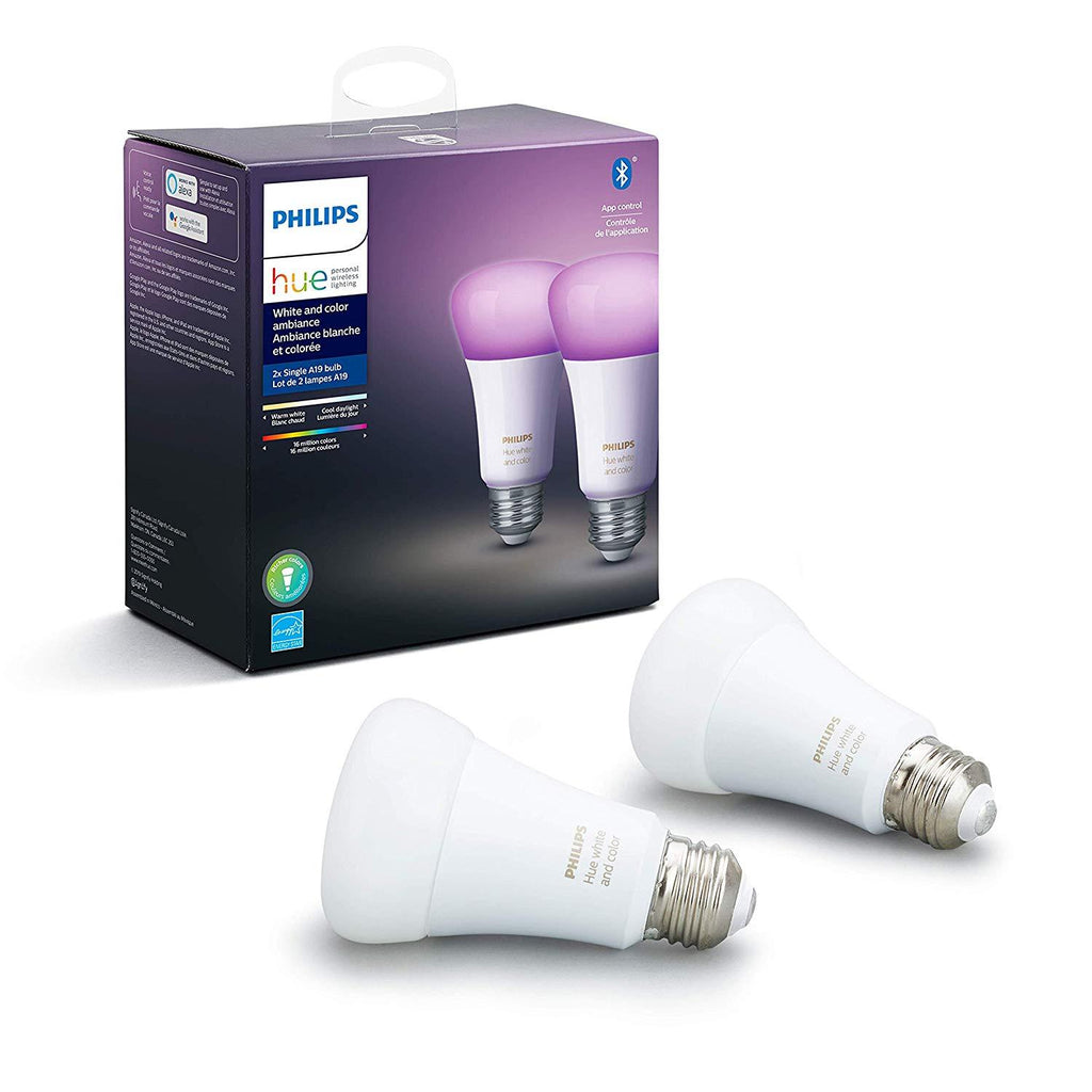 Philips Hue White & Color A19 Bluetooth Smart LED Bulb 2-Pack