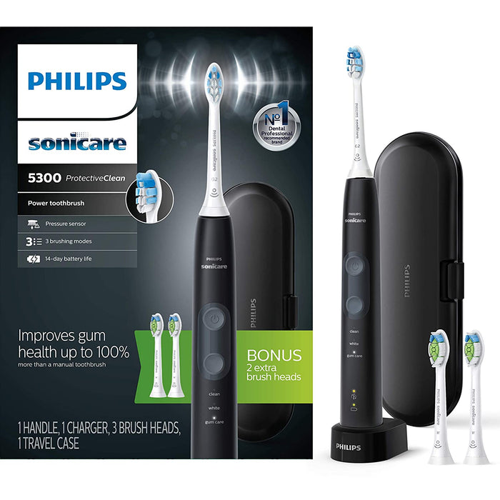 Philips Sonicare Protective Clean 5300 Rechargeable Electric Toothbrush, Black-Philips Sonicare-PriceWhack.com
