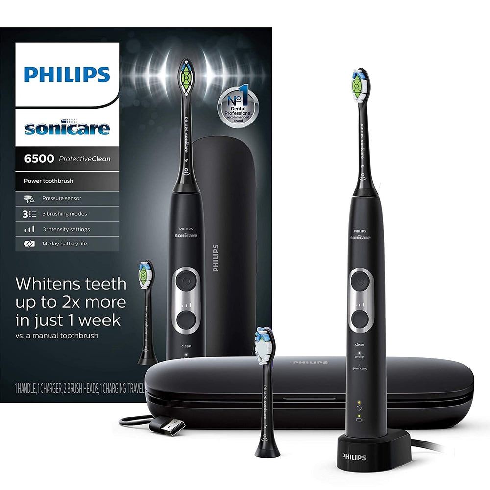 Philips Sonicare Protective Clean 6500 Rechargeable Electric Toothbrush - Black-Philips Sonicare-PriceWhack.com
