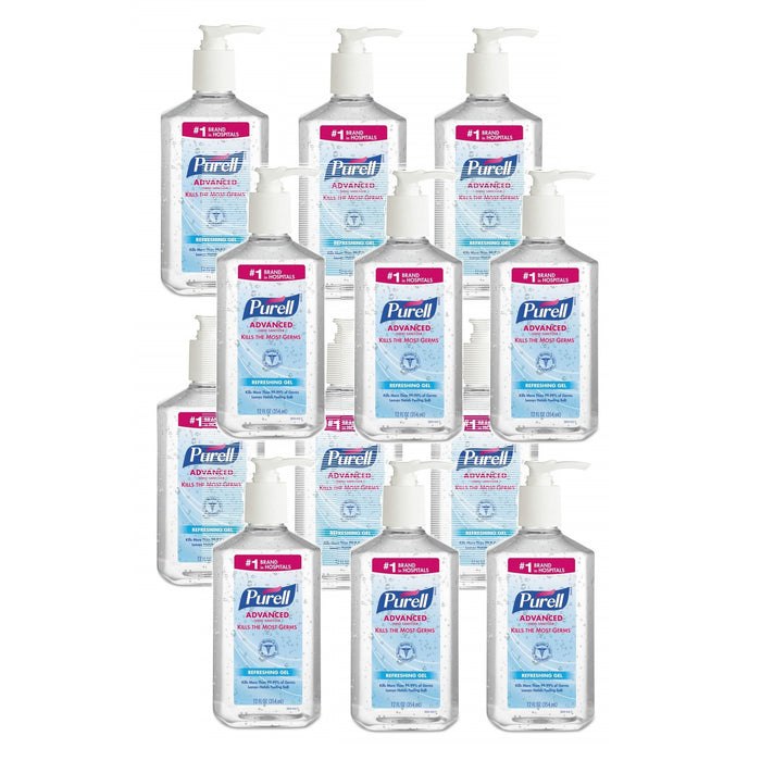 Purell Advanced Hand Sanitizer Gel 12 fl oz Table Top Pump Bottle - Pack of 12-Purell-PriceWhack.com