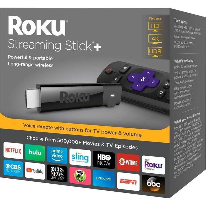 Roku Streaming Stick and 4K Streaming Media Player with Long Range Wireless & Voice Remote-Roku-PriceWhack.com
